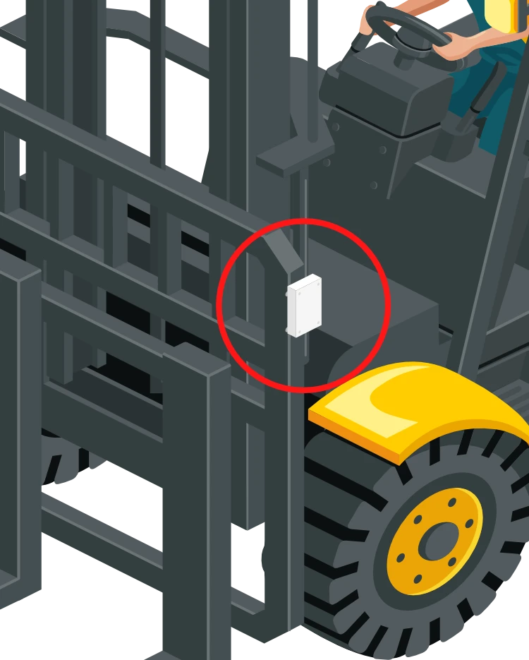 RFIDタグ Tag21をフォークリフトに設置