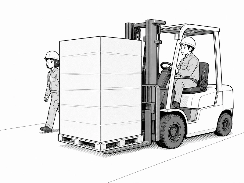 積荷や車体の陰にいる作業者を確認しにくい