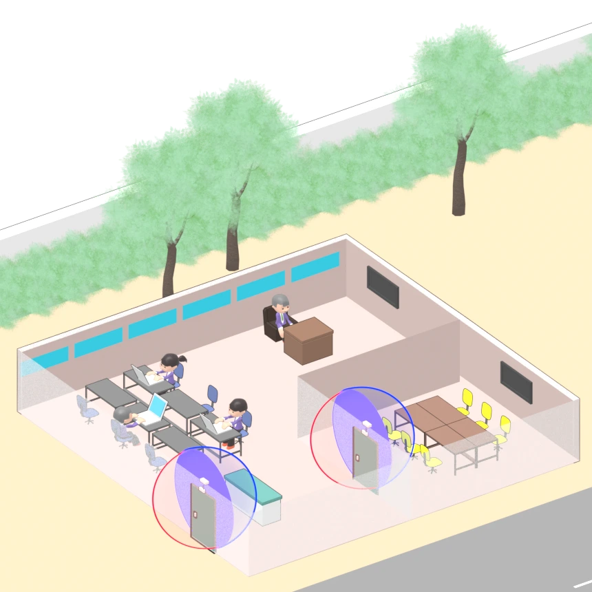 通常の出入口での入退管理システム